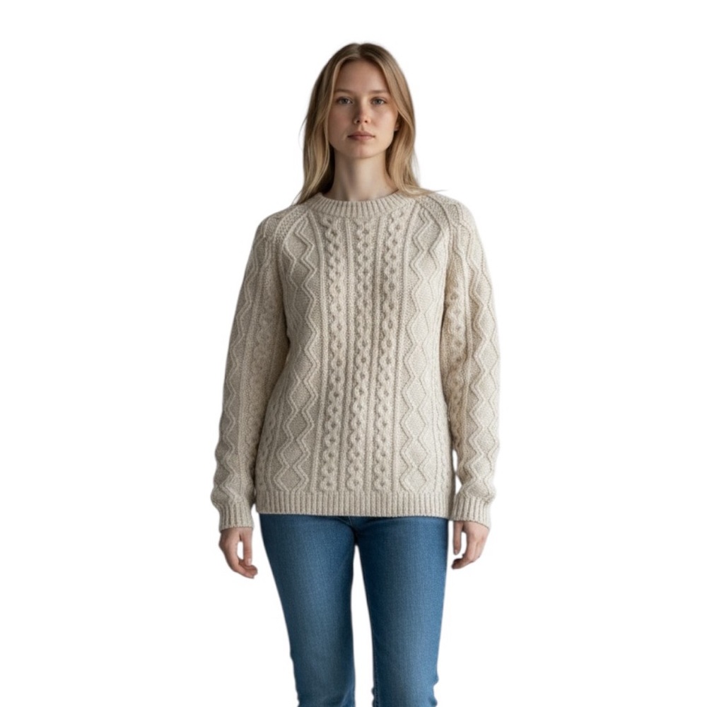 Vintage Wool Chunky Fisherman Cable Knit Cabincore Sweater